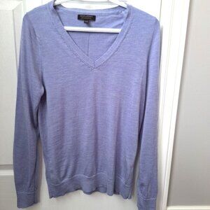 Banana Republic 100% Merino Wool Periwinkle Blue V-Neck Sweater